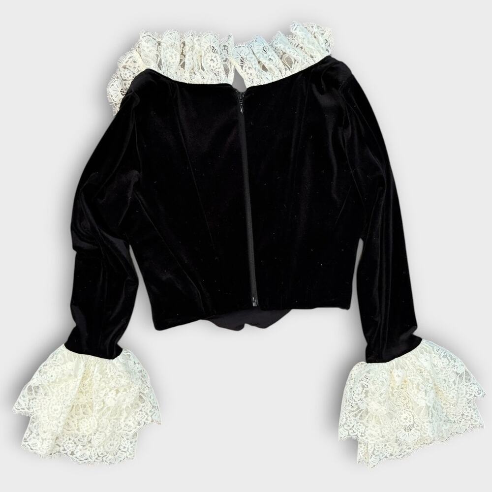 NEW HOUSE OF CB Jacinda Black Velvet Lace Trimmed Corset Top Size Medium - Picture 7 of 12